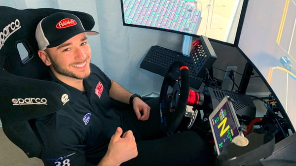 Anthony Alfredo on D-BOX sim racing rig