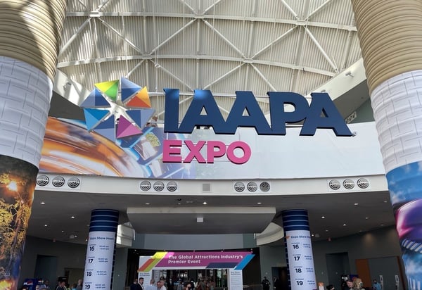 An IAAPA Expo sign welcomes guests to the 2021 edition.