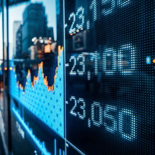 raphique de la bourse avec les chiffres de clôture
