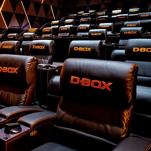 Movie theater auditorium with D-BOX seats