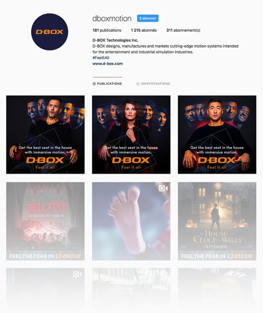 D-BOX social media Instagram English