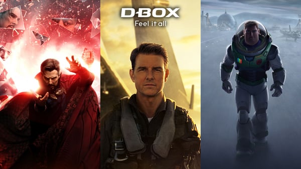 Affiches cinéma de Doctor Strange, Top Gun Maverick et Lightyear 