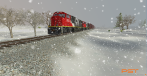 Train sur les rails en hiver