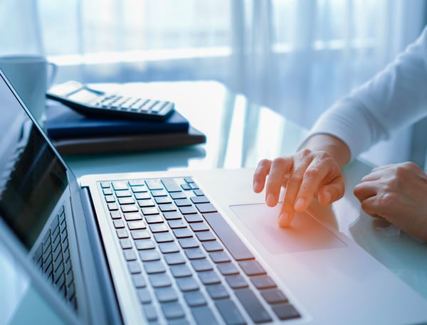 A person browsing on a laptop