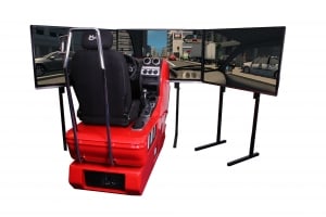 Driver training seat simulator with screens