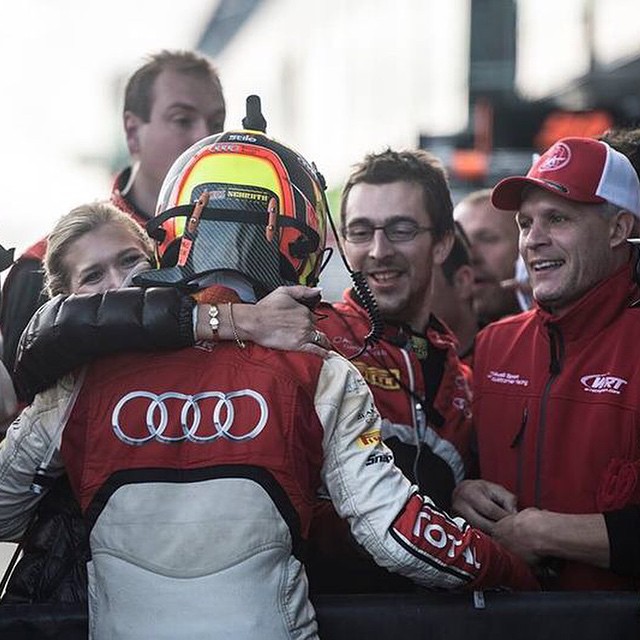 Laurens Vanthoor, Audi F3 driver, congratulated by teammates